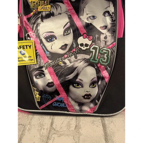 NWT 16 Monster High Cartoon Large Backpack Casual Book Bag RARE 2015 Mattel